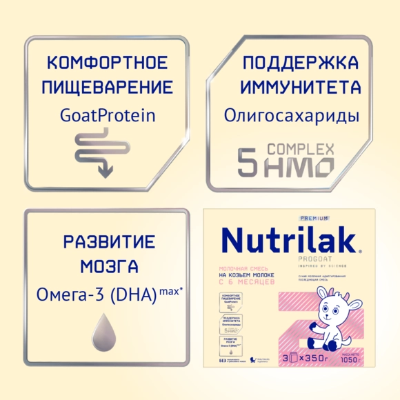 Детская молочная смесь Nutrilak Premium 2 на козьем молоке, 1050г